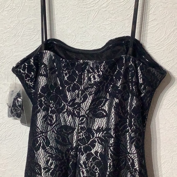 Laundry by Shelli Segal NEW - Sz 8 - strapless two layer lace Black/Silver Dress - Picture 10 of 11